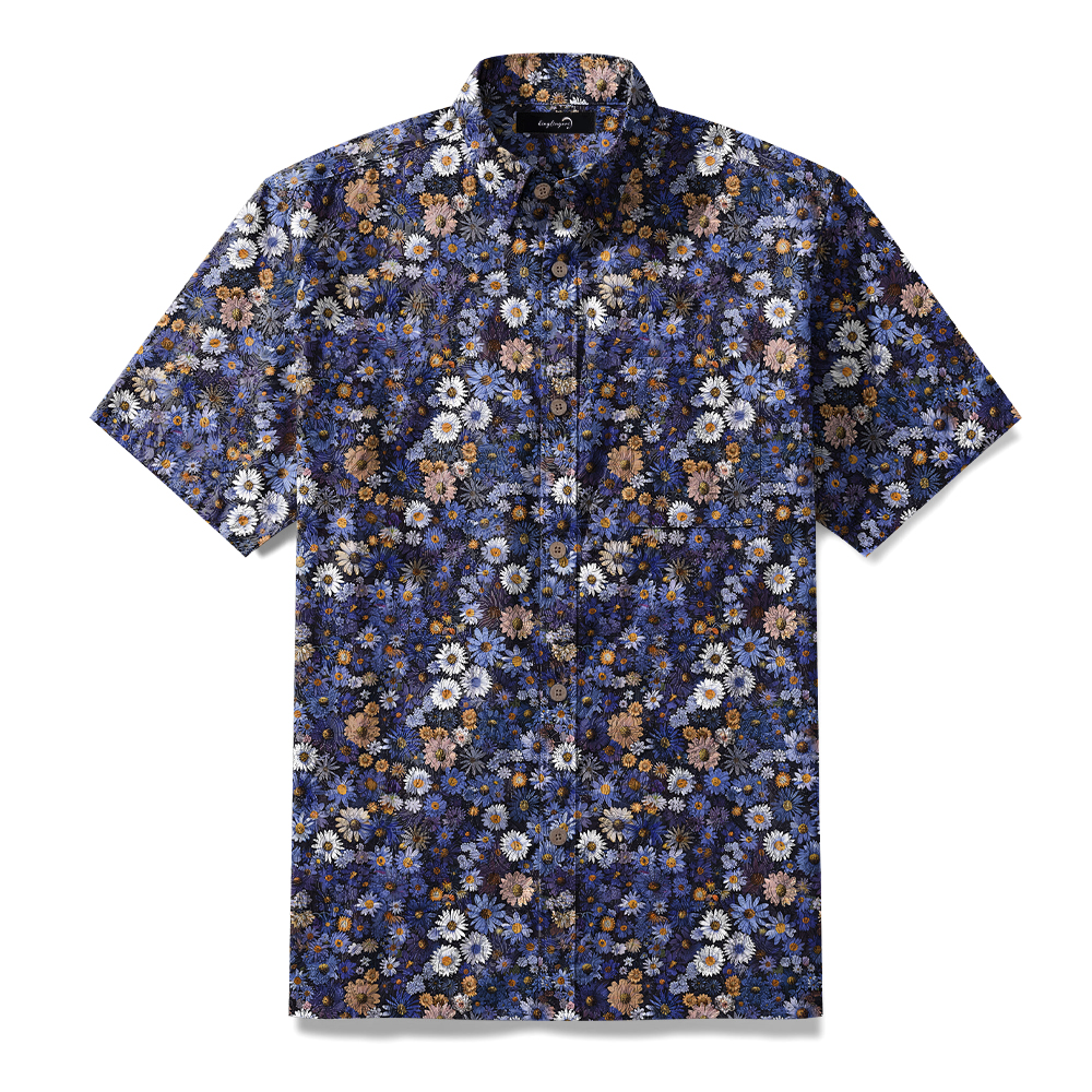 100% Cotton Soft High Elasticity Casual Tropical Print Short Sleeve Breathable Shirt