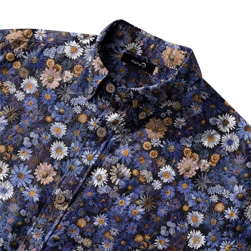 100% Cotton Soft High Elasticity Casual Tropical Print Short Sleeve Breathable Shirt