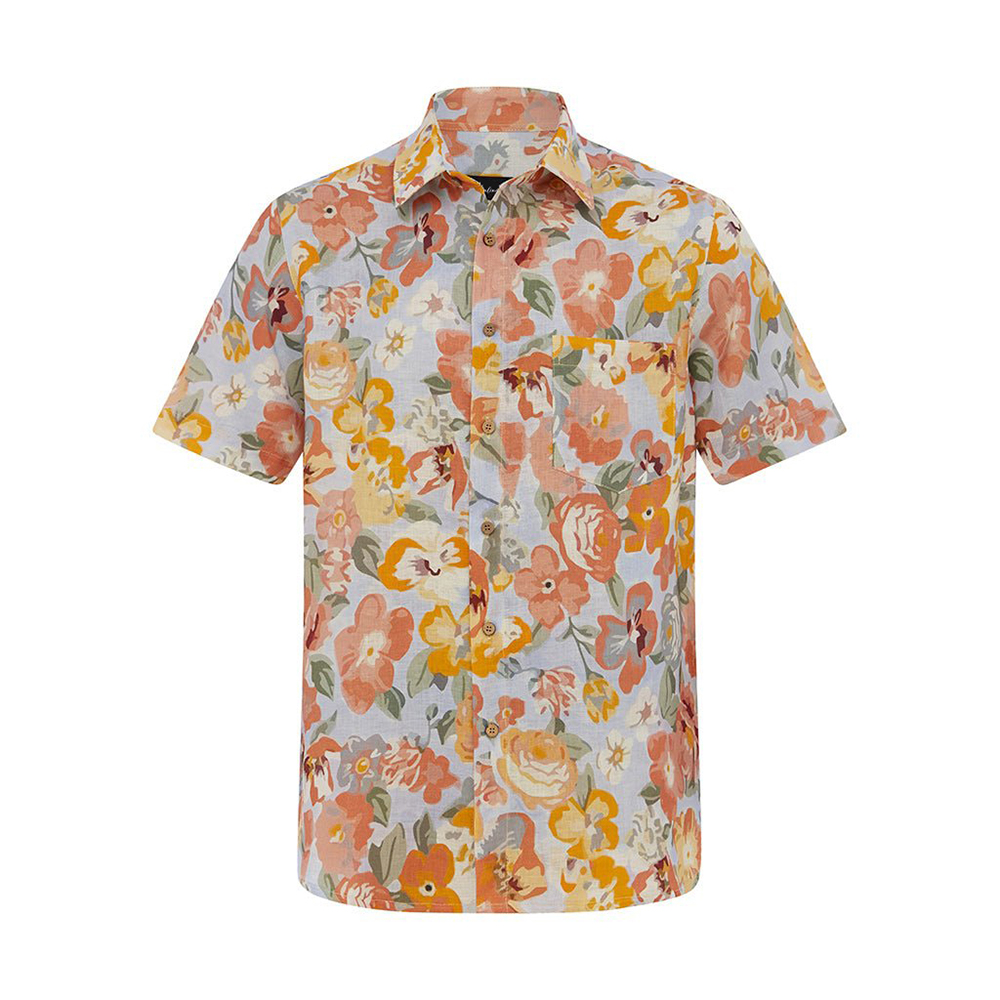 Soft High Elasticity Casual Tropical Print Short Sleeve Breathable Shirt