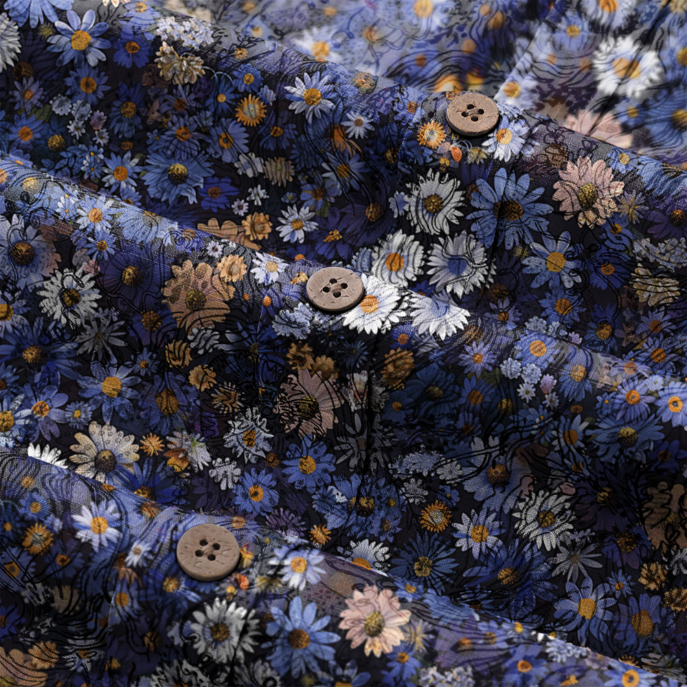 100% Cotton Soft High Elasticity Casual Tropical Print Short Sleeve Breathable Shirt