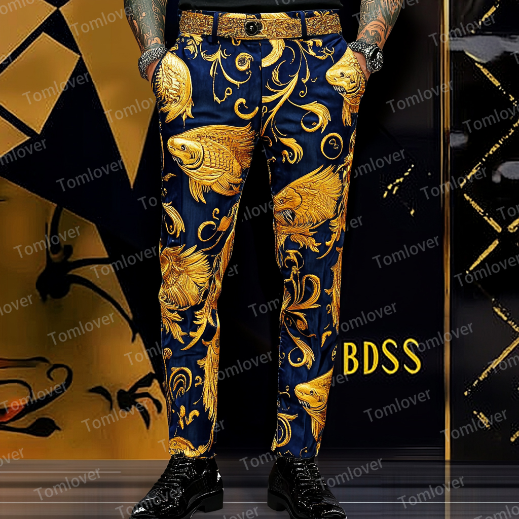 High elastic fabric luxury business casual men's fashion trousers