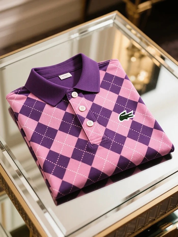 Men's Classic Business Logo Button Short Sleeve Polo Shirt