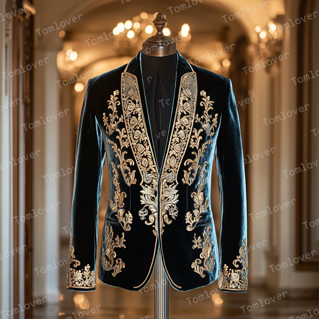 Unique embroidery business gentleman casual Men's Luxury Business Casual Fashion Blazer Suit Coat Jacket