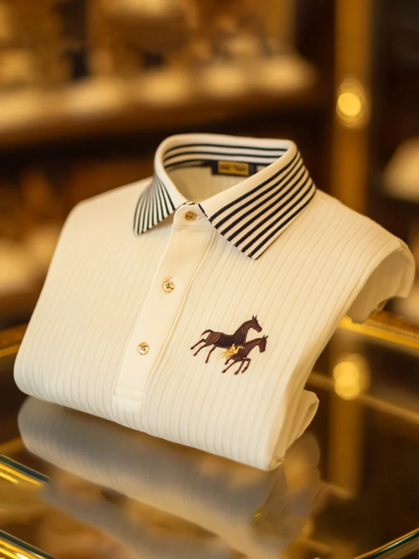 Men's Business Casual Button Short Sleeve Polo Shirt