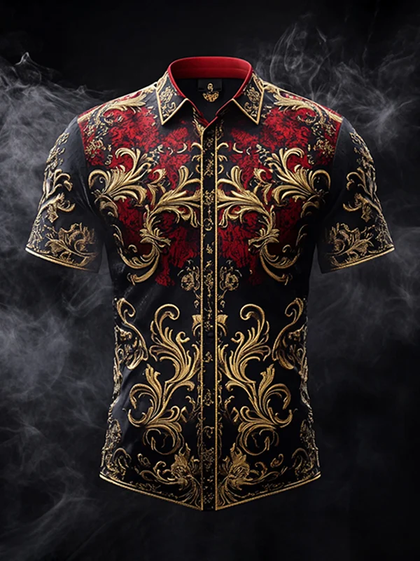 Men's Satin Luxe  Button-Down Soft High Elasticity Short Sleeve Breathable Shirt