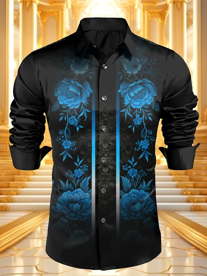 [Copy]Men's Satin Luxe Long Sleeve Button Down Shirt