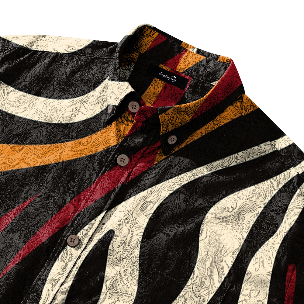 100% Cotton Soft High Elasticity Casual Tropical Print Short Sleeve Breathable Shirt