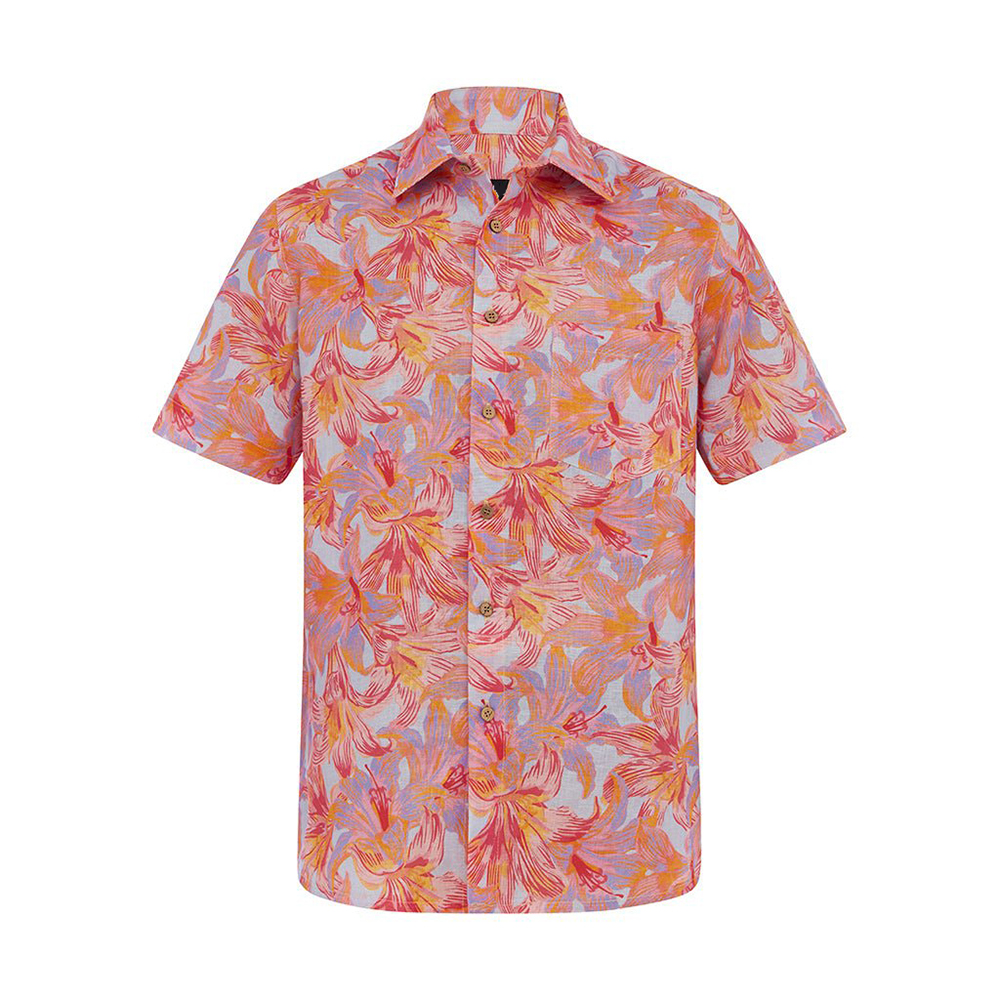 Soft High Elasticity Casual Tropical Print Short Sleeve Breathable Shirt