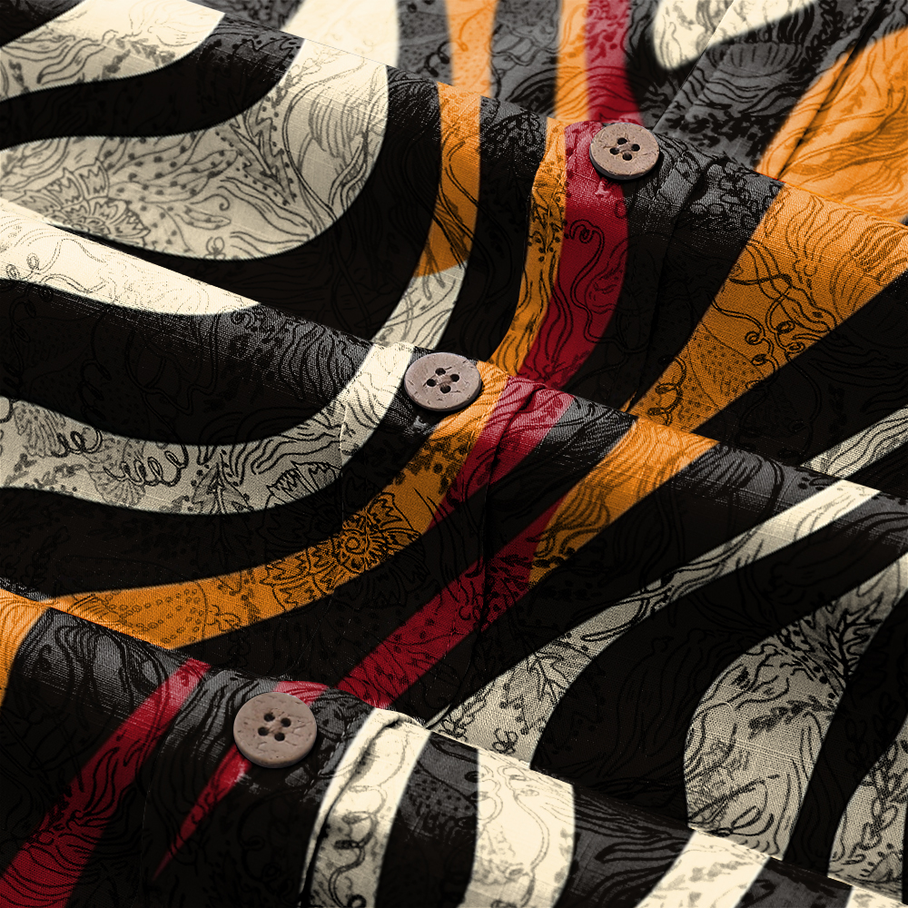 100% Cotton Soft High Elasticity Casual Tropical Print Short Sleeve Breathable Shirt