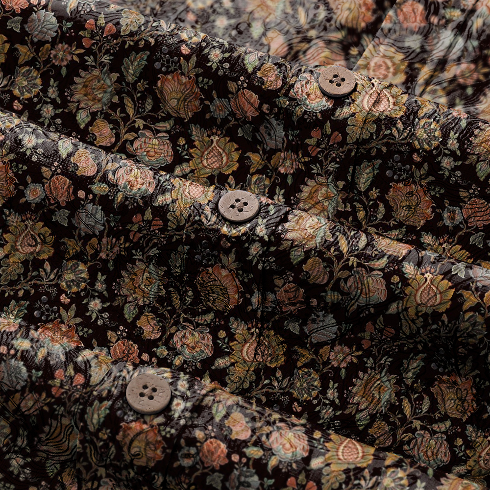 Men's Mid Cotton Button-down Aloha Shirt fashion printed pattern long-sleeved Shirt