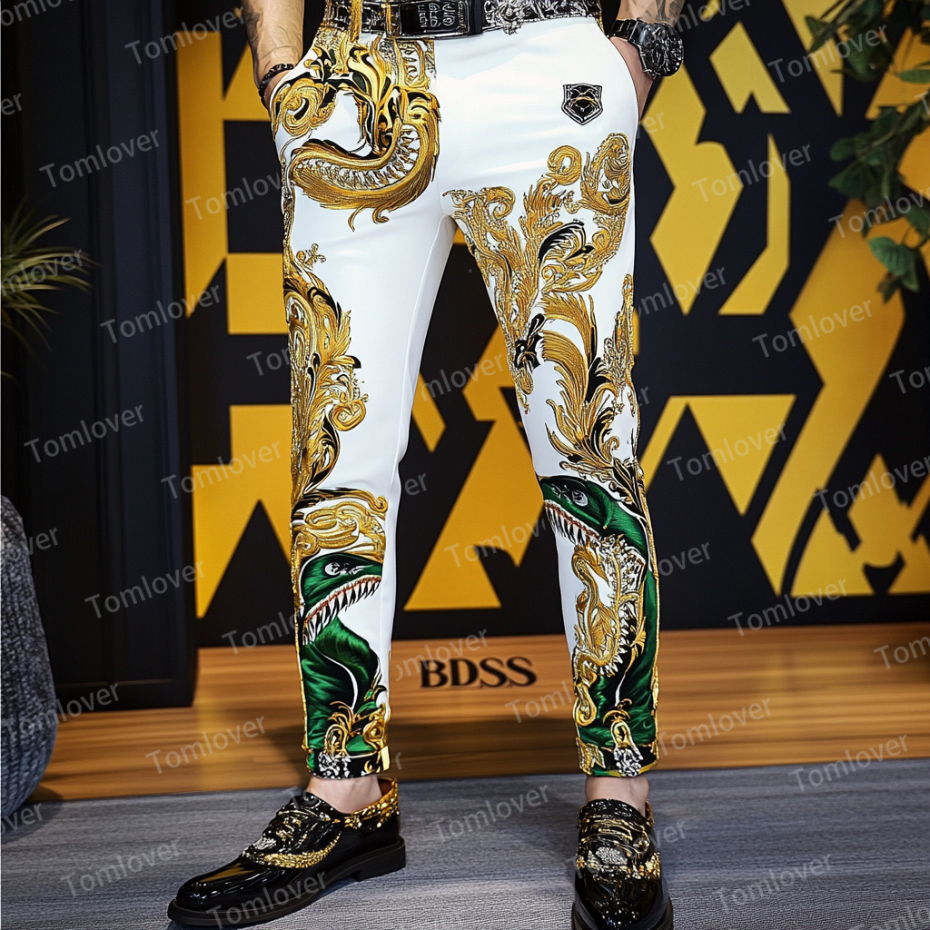 High elastic fabric luxury business casual men's fashion trousers