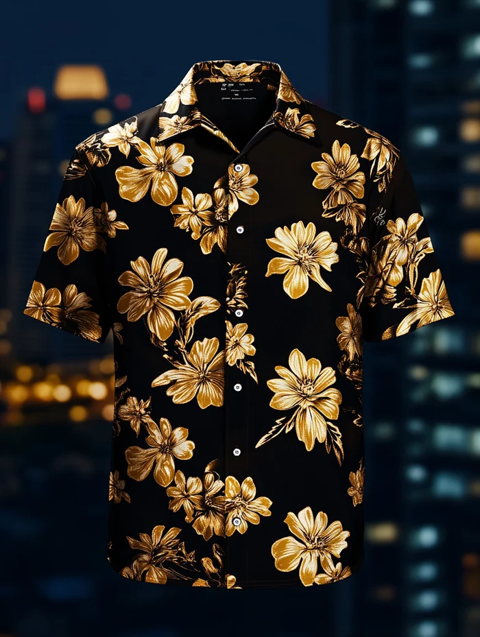 Men's Lapel Hawaiian Retro Casual Vacation Short Sleeve Shirt