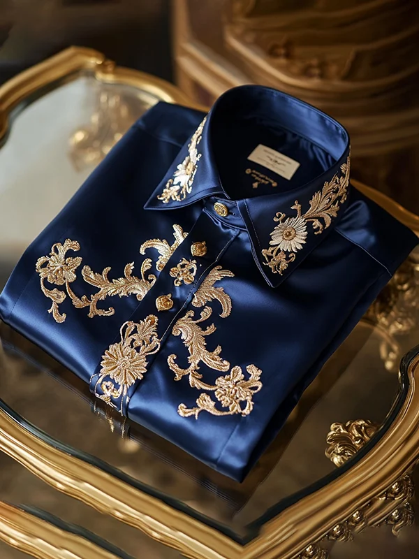 Men's Satin Luxury Business Long Sleeve Shirt