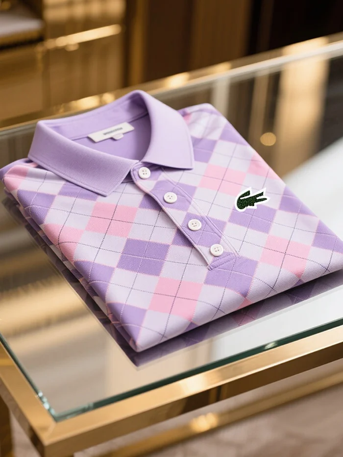 Men's Classic Business Logo Button Short Sleeve Polo Shirt