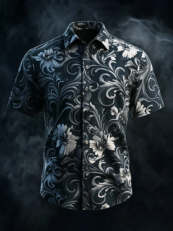 Men's Satin Luxe  Button-Down Soft High Elasticity Short Sleeve Breathable Shirt