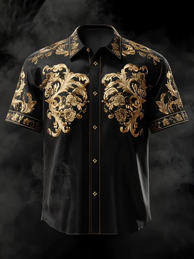 Men's Satin Luxe  Button-Down Soft High Elasticity Short Sleeve Breathable Shirt