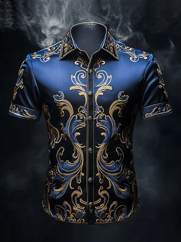 Men's Satin Luxe  Button-Down Soft High Elasticity Short Sleeve Breathable Shirt