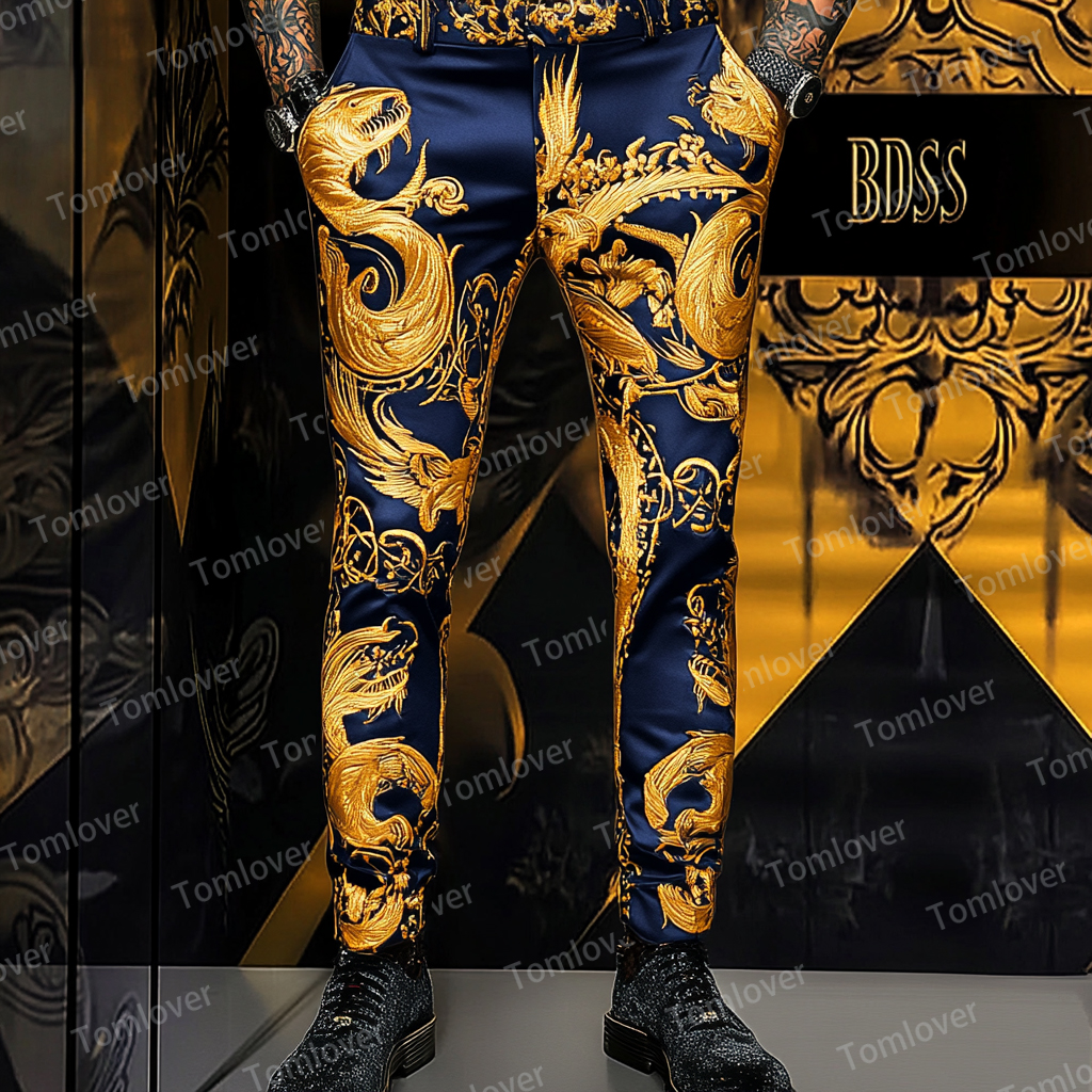 High elastic fabric luxury business casual men's fashion trousers