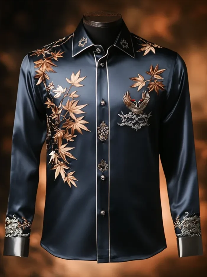 Men's Satin Luxury Business Long Sleeve Shirt