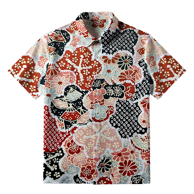 Soft High Elasticity Casual Tropical  Floral Symphony Hawaiian Shirt