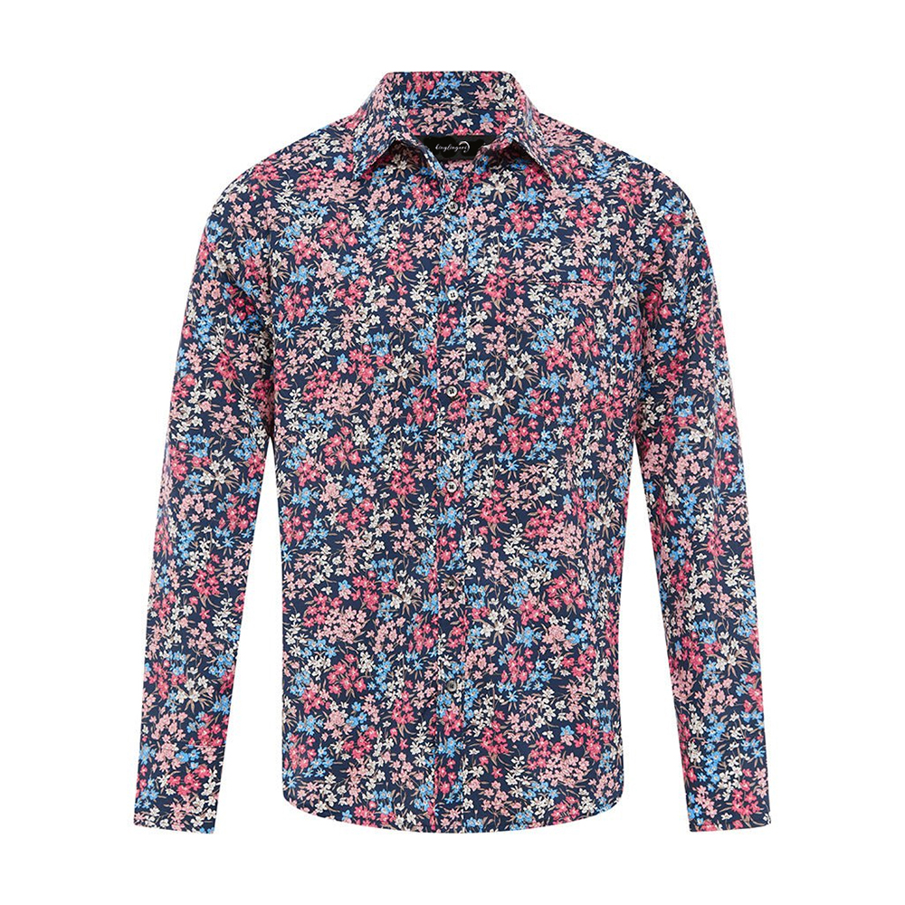 Hawaiian Men's Mid Cotton Button-down Aloha Shirt fashion printed pattern long-sleeved Shirt