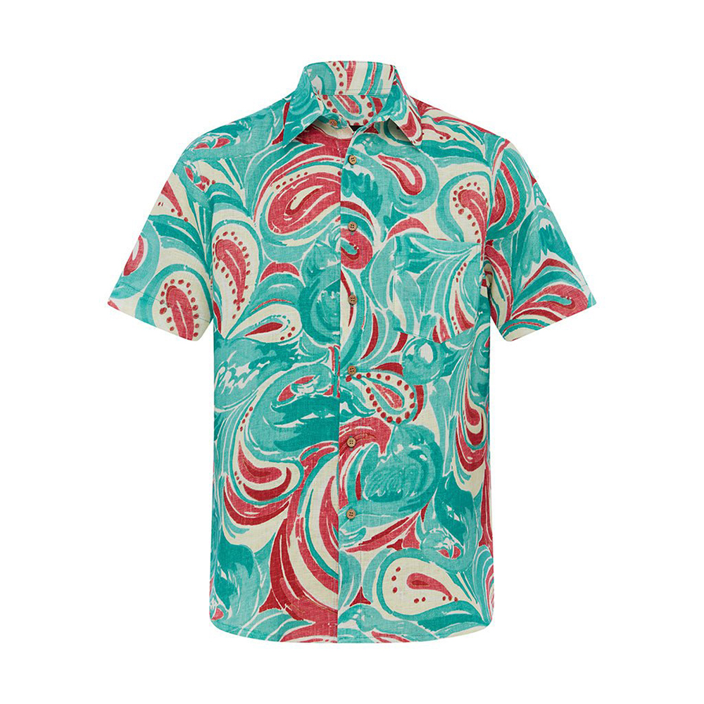 Soft High Elasticity Casual Tropical Print Short Sleeve Breathable Shirt