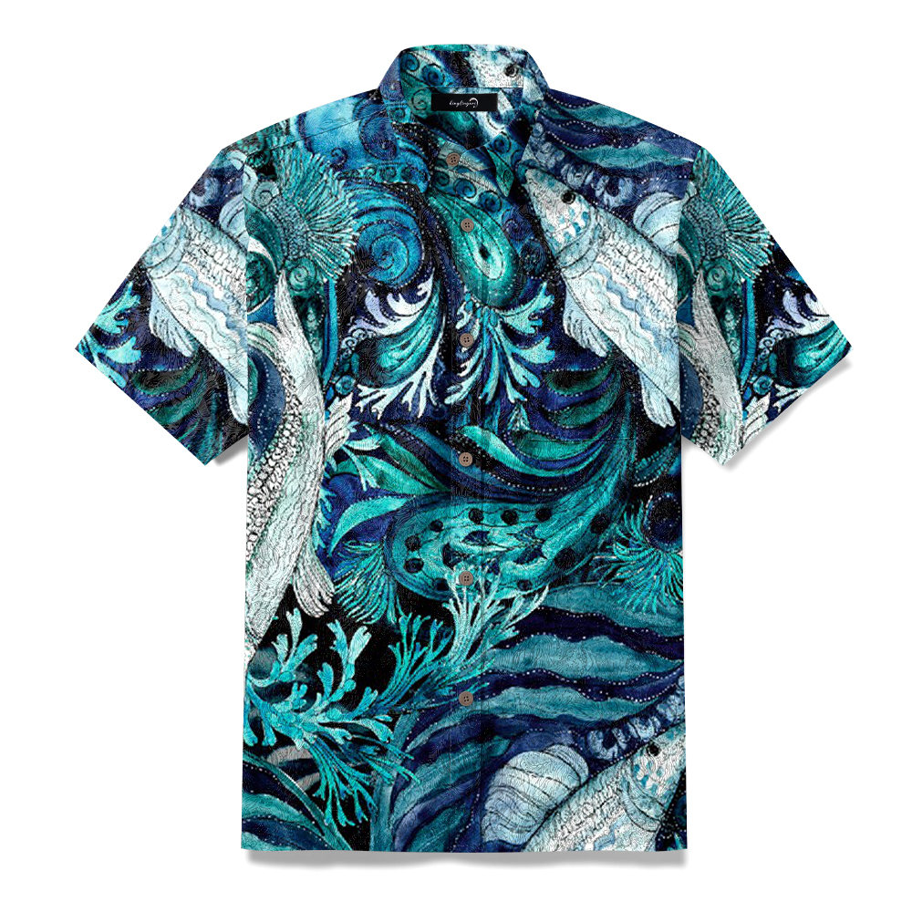 100% Cotton ALOHA Surf Shirt Short Sleeve Shirt Hawaiian