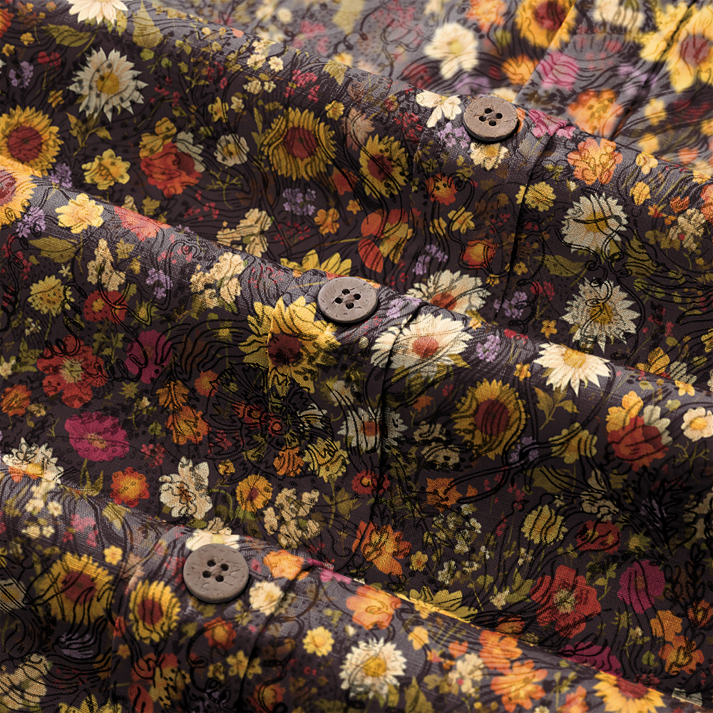 100% Cotton Soft High Elasticity Casual Tropical Print Short Sleeve Breathable Shirt