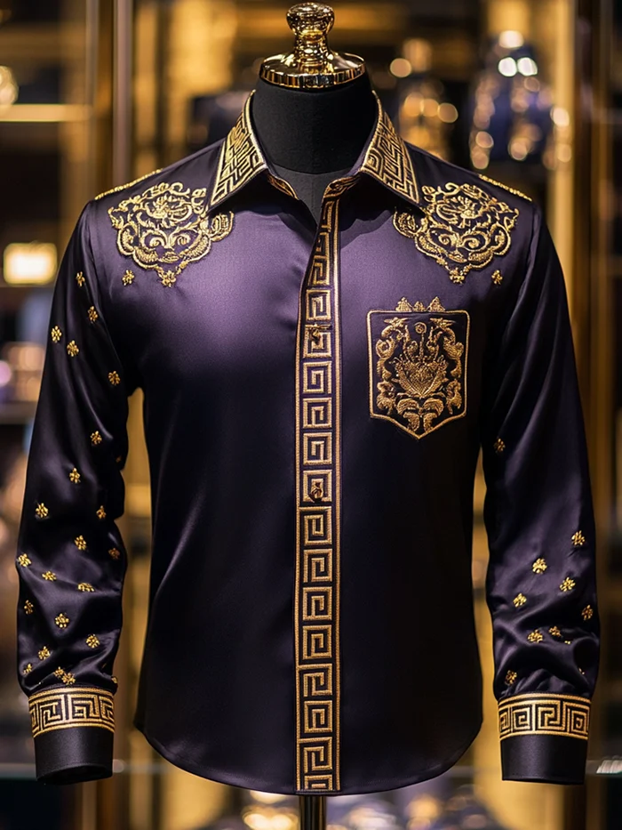 Men's Satin Luxury Business Long Sleeve Shirt