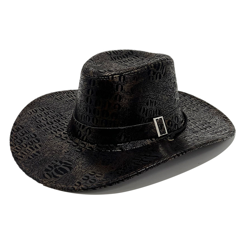 Men's vintage leather print cowboy hat