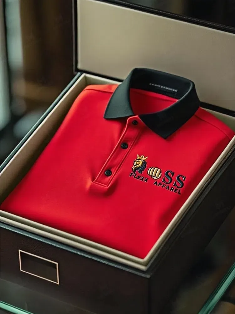 Men's Business Casual Button Long Sleeve Polo Shirt