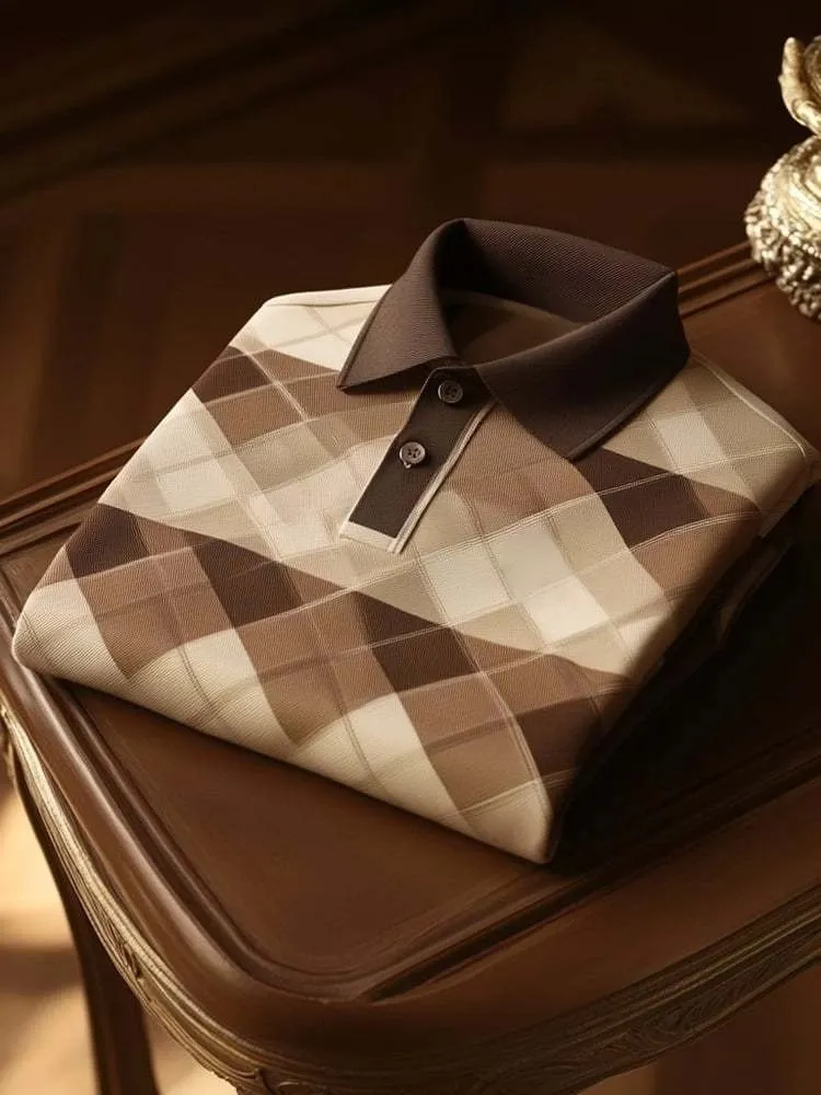 Men's Business Casual Button Long Sleeve Polo Shirt