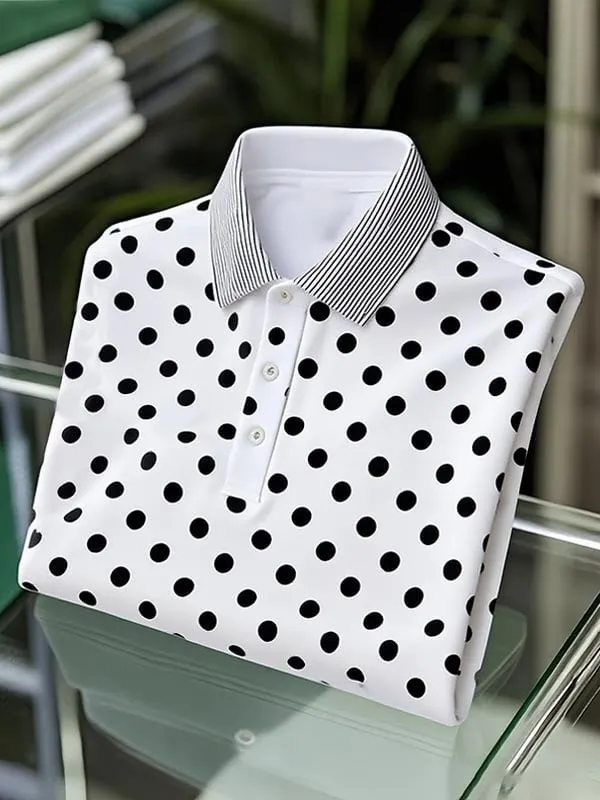 Men's Business Casual Button Long Sleeve Polo Shirt