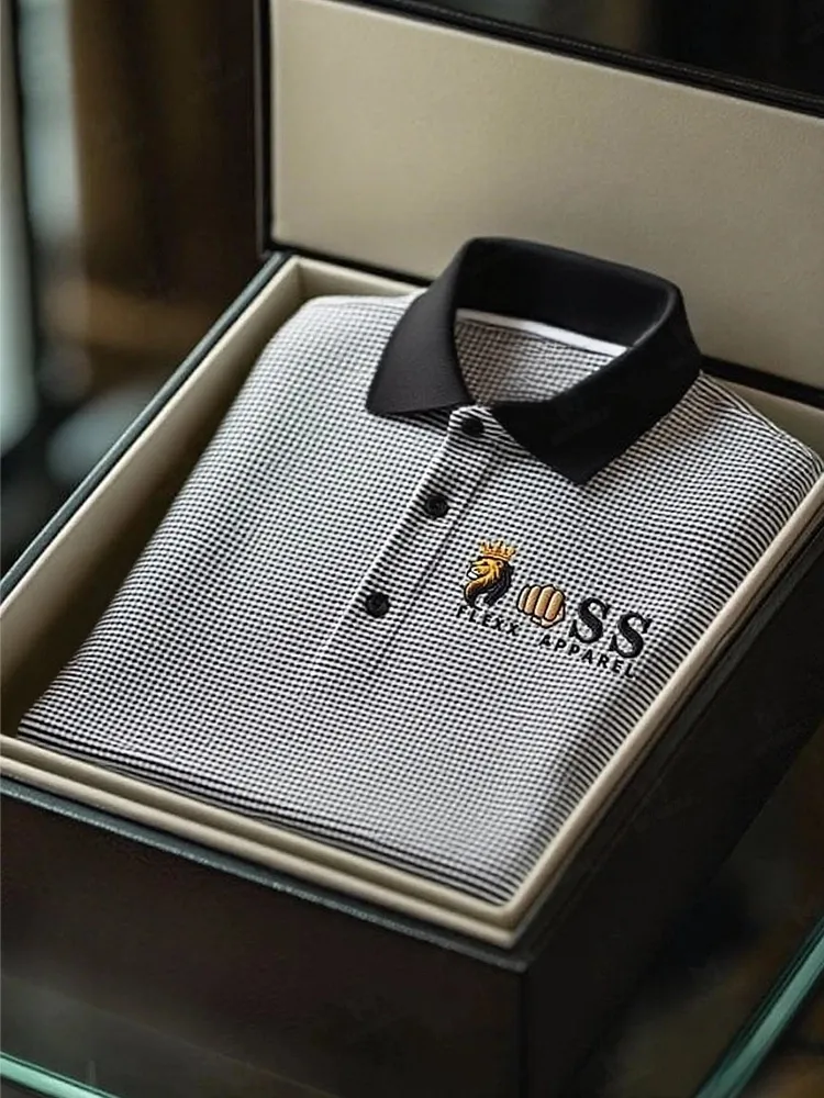 Men's Business Casual Button Long Sleeve Polo Shirt