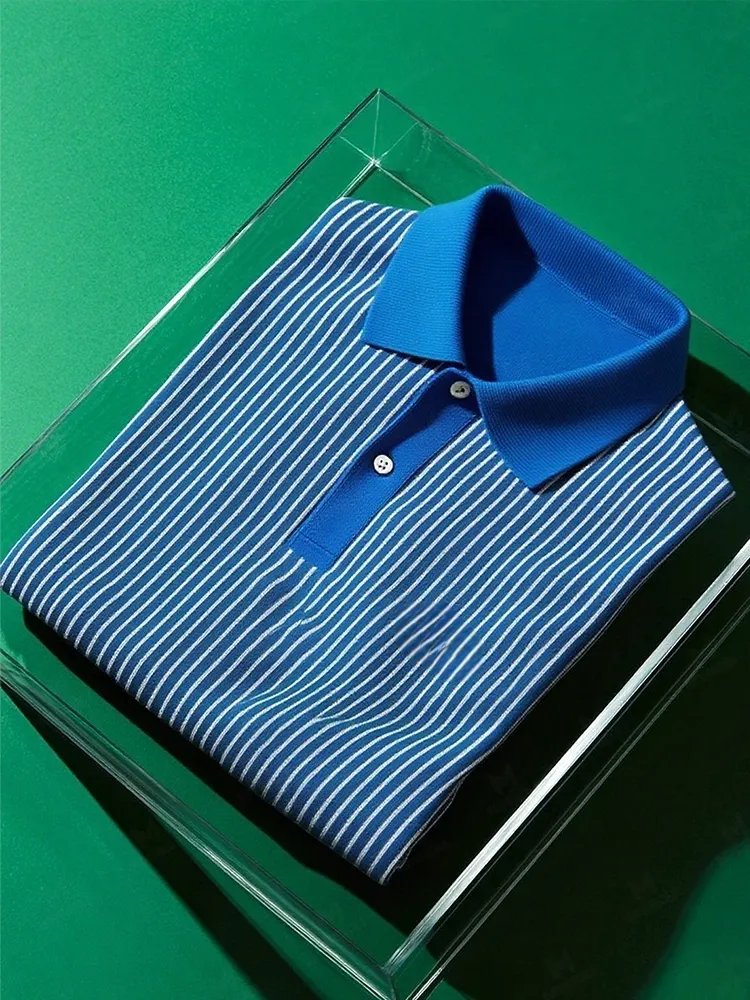 Men's Business Casual Button Long Sleeve Polo Shirt