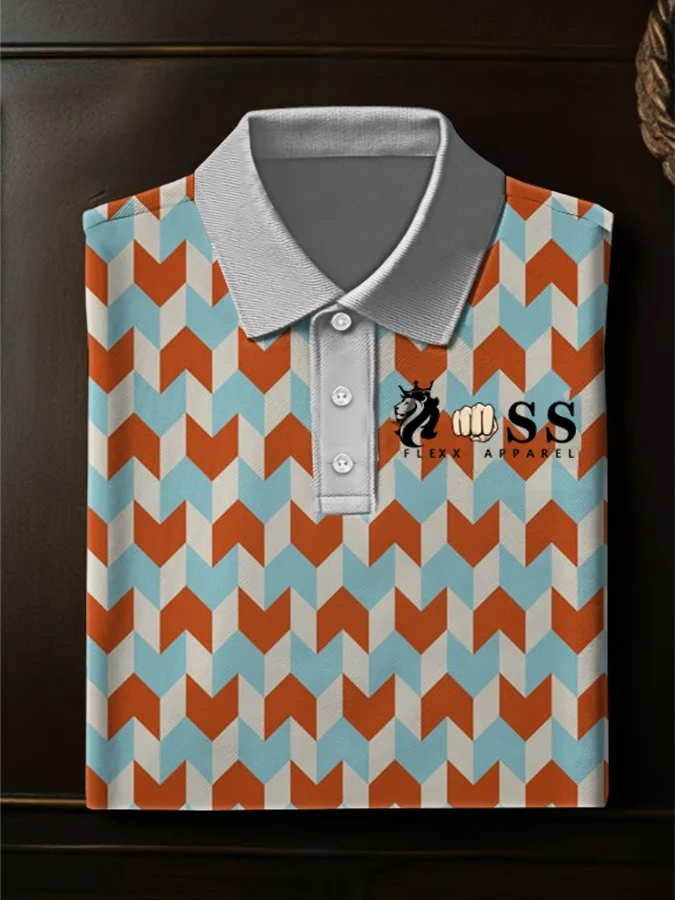 Men's Classic Business Logo Button Short Sleeve Polo Shirt