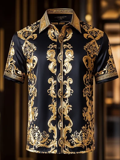 Men's Satin Luxe  Button-Down Soft High Elasticity Short Sleeve Breathable Shirt