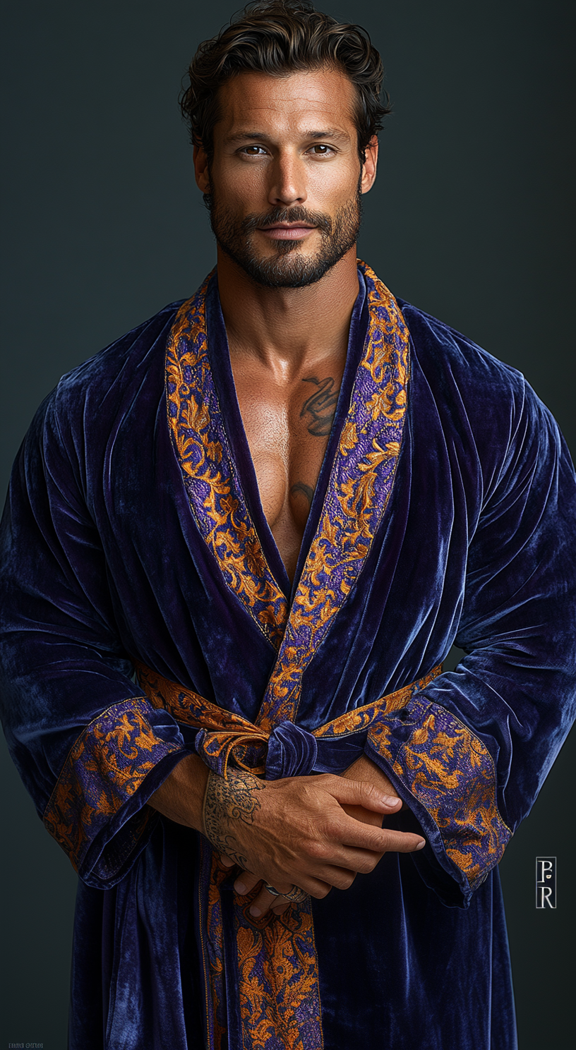 Men's Luxury Soft Silky Pajamas Velvet Robe Homewear