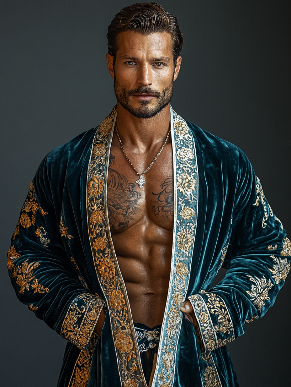 Men's Luxury Soft Silky Pajamas Velvet Robe Homewear