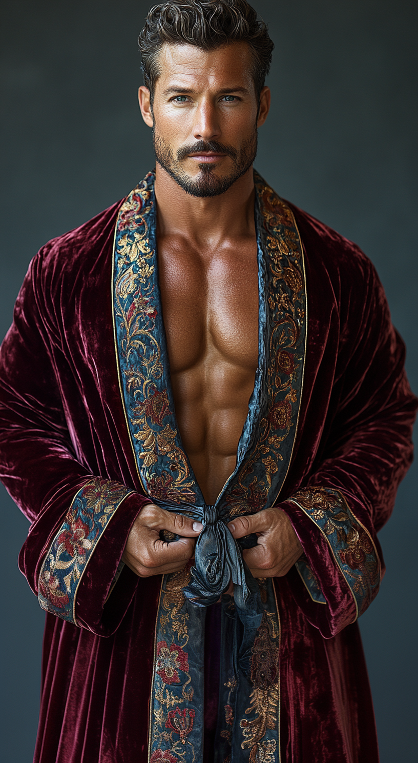 Men's Luxury Soft Silky Pajamas Velvet Robe Homewear