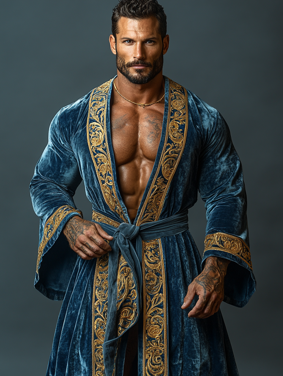 Men's Luxury Soft Silky Pajamas Velvet Robe Homewear