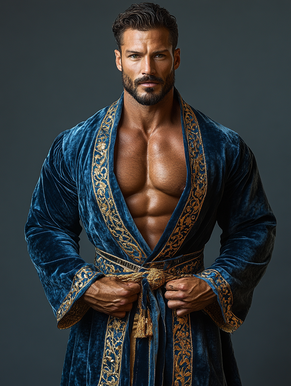 Men's Luxury Soft Silky Pajamas Velvet Robe Homewear