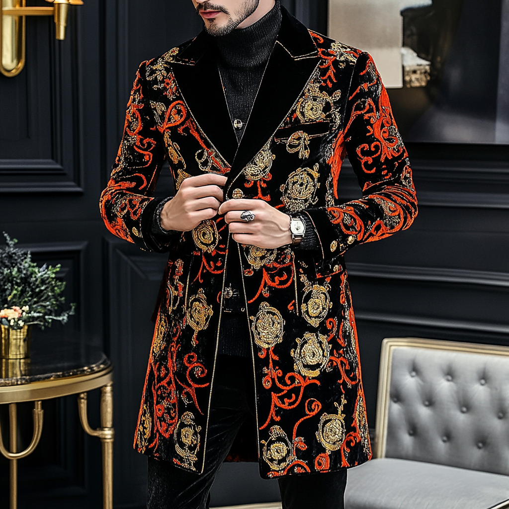 Unique embroidery business gentleman casual Men's Luxury Business Casual Fashion Blazer Suit Coat Jacket