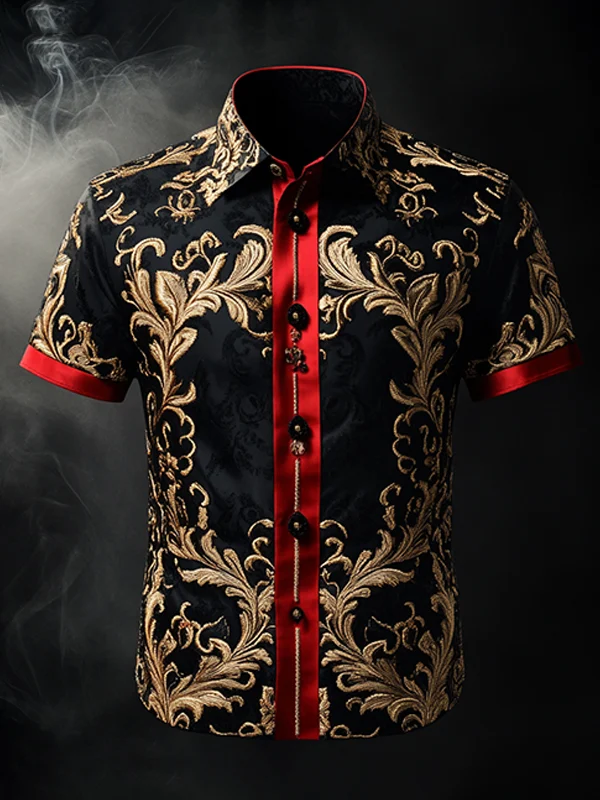 Men's Satin Luxe  Button-Down Soft High Elasticity Short Sleeve Breathable Shirt