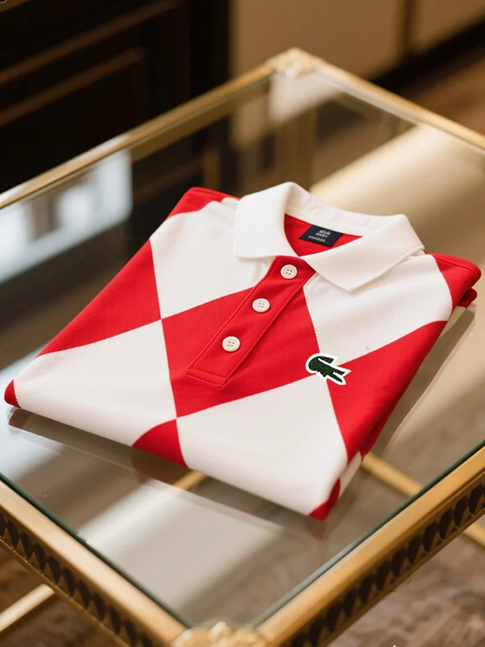 Men's Classic Business Logo Button Short Sleeve Polo Shirt