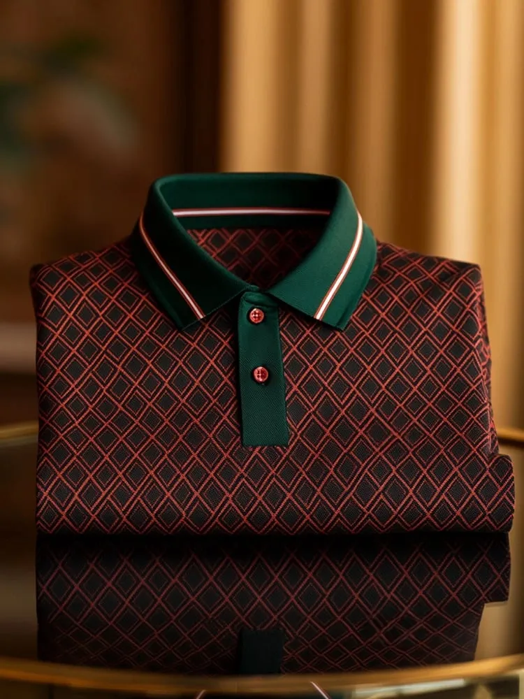 Men's Business Casual Button Long Sleeve Polo Shirt