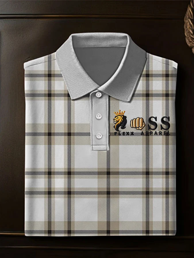 Men's Classic Business Logo Button Short Sleeve Polo Shirt