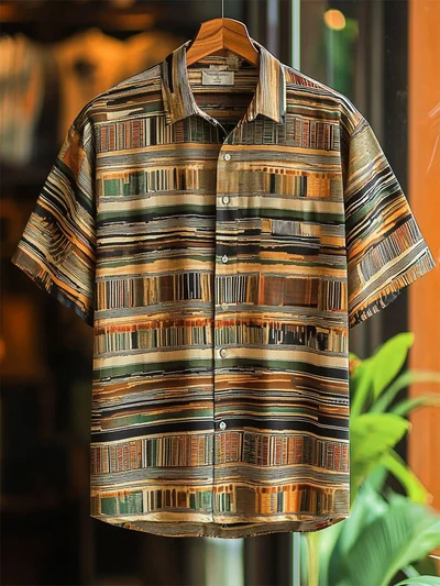 Men's Satin Luxe Short Sleeve Button-Down Soft High Elasticity Short Sleeve Breathable Shirt
