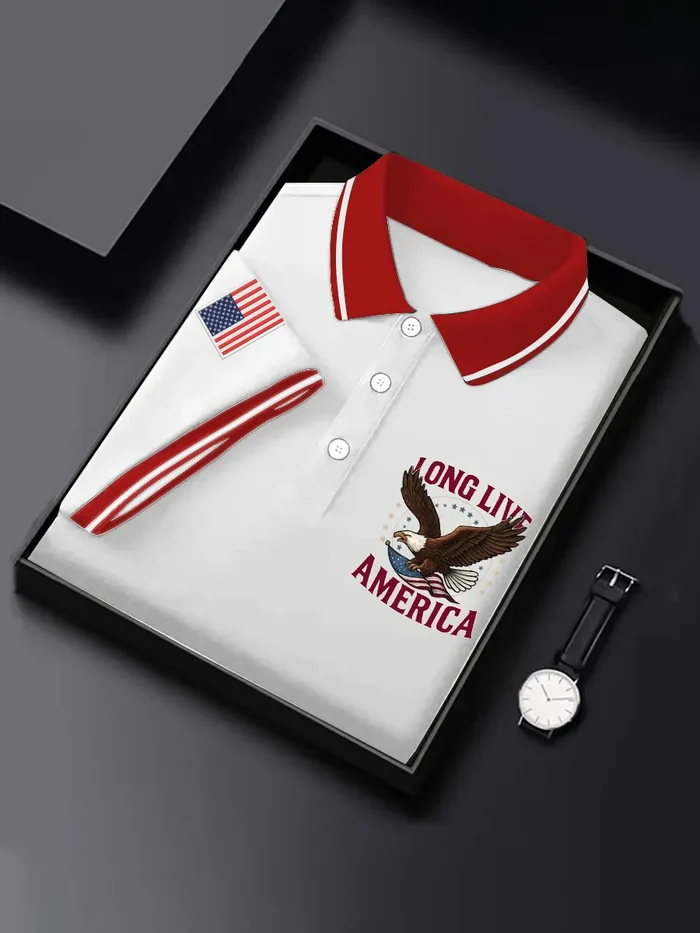 Men's Business Casual Button Short Sleeve Polo Shirt