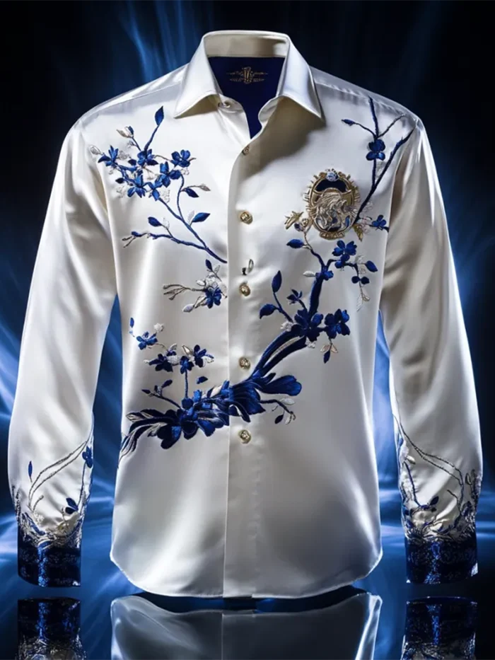 Men's Satin Luxury Business Long Sleeve Shirt